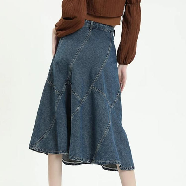 Falda elegante de corte trompeta con cintura alta y corte A para mujer