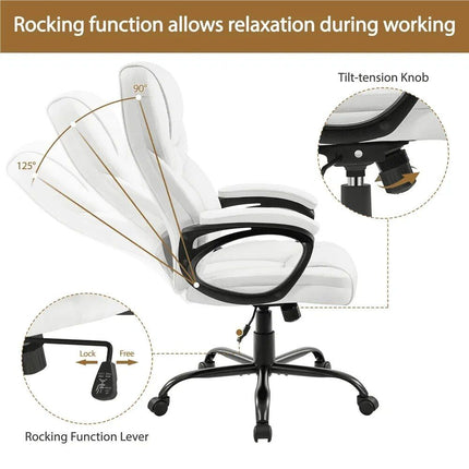 Ergonomic Faux Leather Swivel Chair for Home Office - Wnkrs