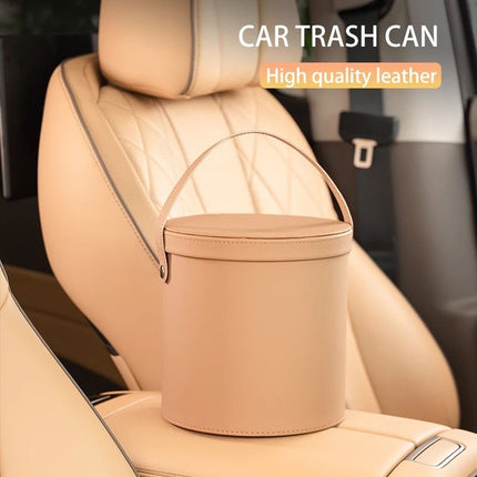 Deluxe Leather Car Trash Can with Rolling Cover - Wnkrs