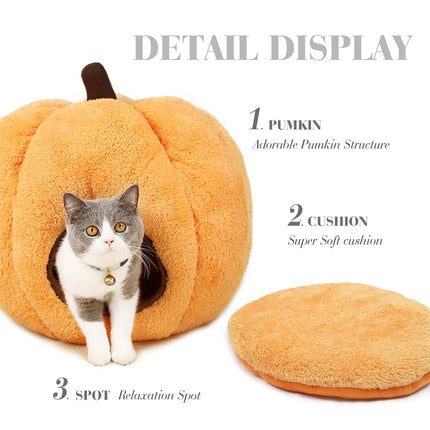 Cama de invierno para perros con forma de calabaza