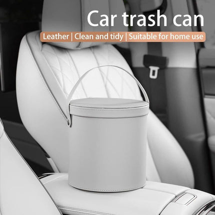 Deluxe Leather Car Trash Can with Rolling Cover - Wnkrs