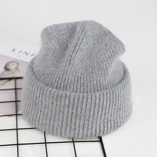 Gorro de punto de piel de conejo auténtica unisex de 9 colores: cálido y elegante para hombres y mujeres