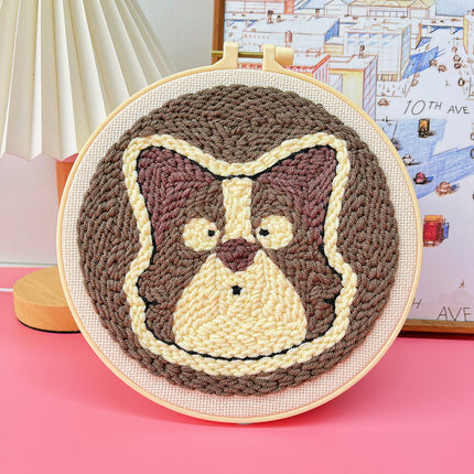 Kit de démarrage de broderie au point de poinçon avec motif de chien