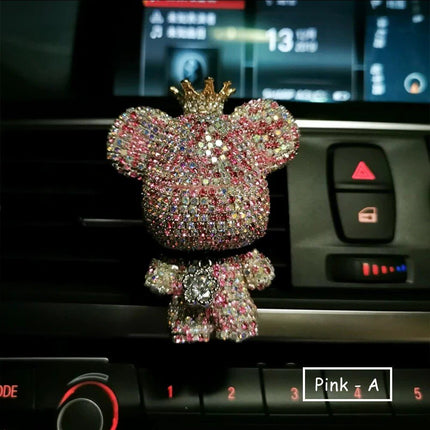 Cute Bear Car Air Vent Perfume Clip with Dazzling Rhinestone - Wnkrs