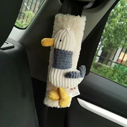 Plush Rabbit Car Seat Belt Decor with Shoulder Protector & Headrest Drawer - Wnkrs