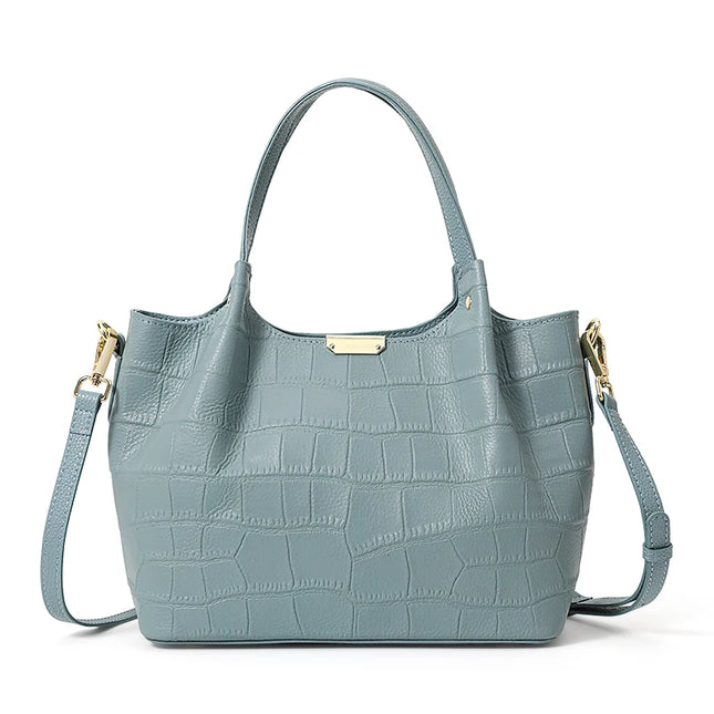 Sac à main élégant en cuir motif crocodile pour femme - Sac panier de grande capacité