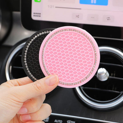 Diamond-Encrusted Car Cup Holder Mat: Non-Slip & Heat Resistant - Wnkrs