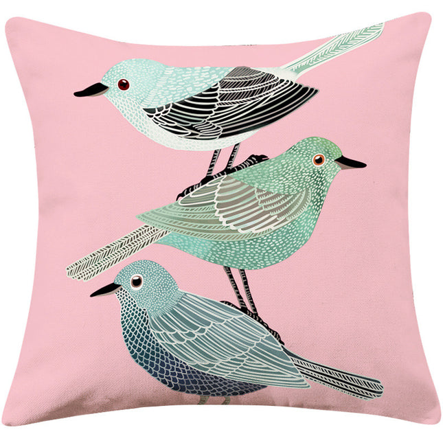 Country Pastoral Flower And Bird Cushion Cotton And Linen Pillowcase - Wnkrs