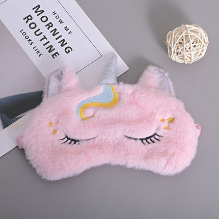 Bonita máscara de ojos de peluche de unicornio con purpurina