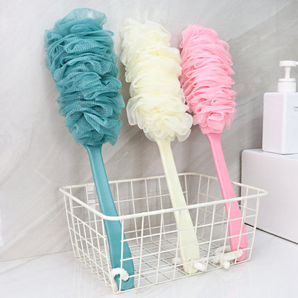 Brosse de bain et de douche à long manche en maille souple