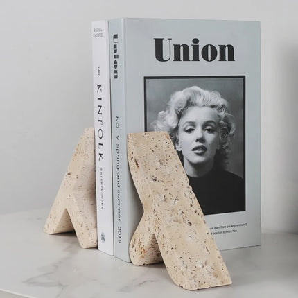 Elegant Travertine Bookends for Shelves