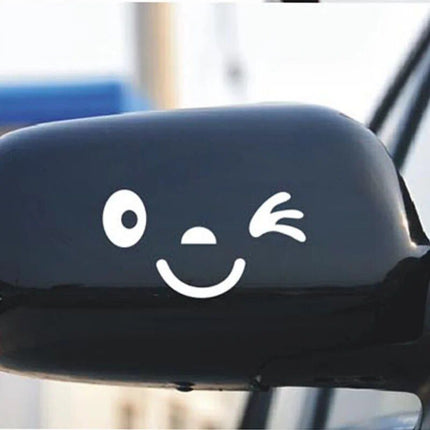 Cute Smiley Face Reflective Mirror Stickers for Cars - 2pcs - Wnkrs