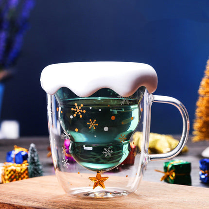 High Borosilicate Christmas Tree Double Glass Water Cup - Wnkrs