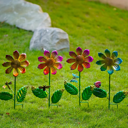 Escultura de jardín de flores de metal