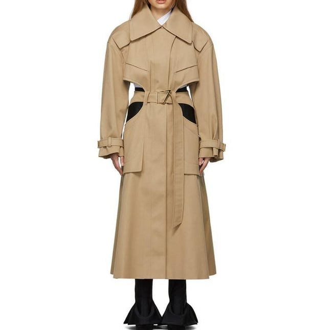 Trench-coat taille haute ajouré