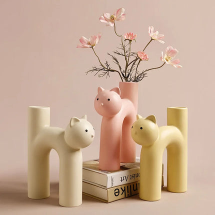 Vase tube en forme de tête de chat mignon