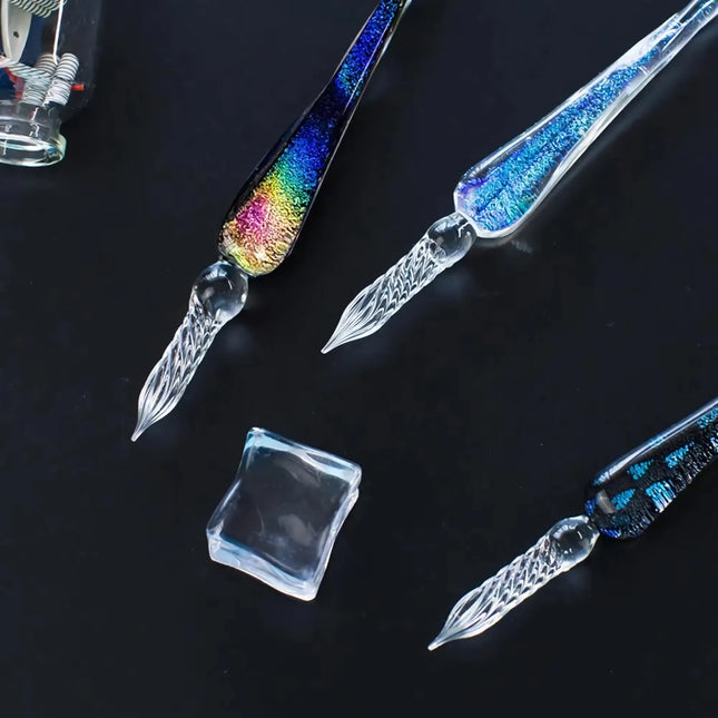 Rainbow Crystal Glass Dip Pen Watercolor Set - Creative Art Stationery Gift