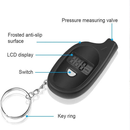 Compact Keychain Digital Tire Pressure Gauge with LCD Display - Wnkrs