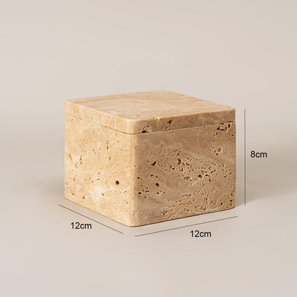 Caja de almacenamiento de travertino natural con tapa