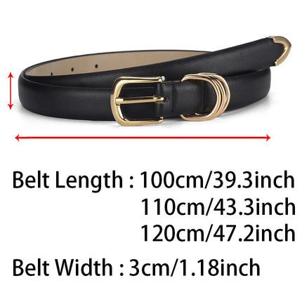 Ceinture à boucle aiguille dorée pour femme