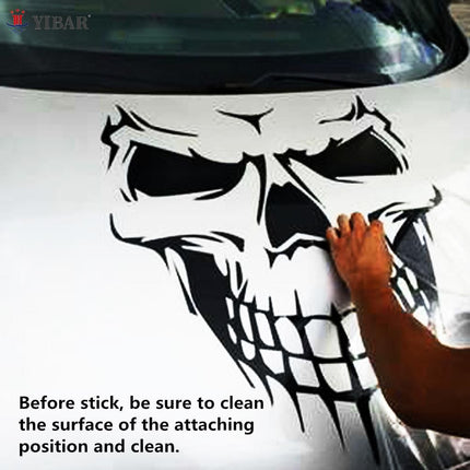 18" Matte Black Skull Hood Decal - Wnkrs