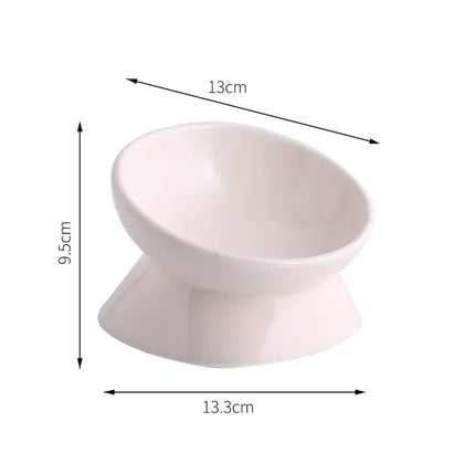 Elevated Ceramic Pet Bowl - High Foot Design for Cats & Small Dogs