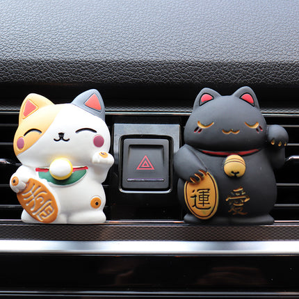 Diffuseur de parfum désodorisant pour voiture Lucky Cat en résine avec clip artistique