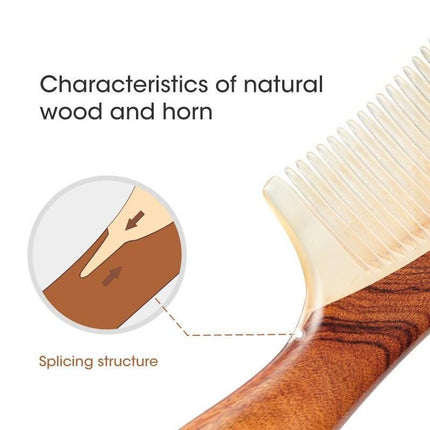 Natural Wood and Horn Fine Tooth Anti-Static Hair Comb - Wnkrs