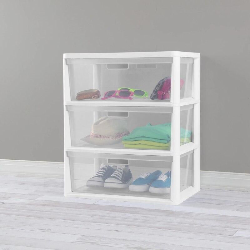 3-Drawer Wide Storage Tower with Portable Bins
