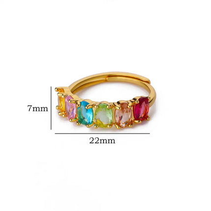 Bagues en zircon multicolore pour femme - Acier inoxydable couleur or