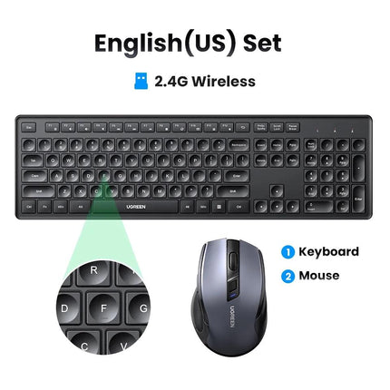 Ergonomic Wireless Keyboard Mouse Set with 4000DPI Optical Precision