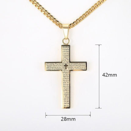 Stylish Unisex Cross Pendant Necklace with Cuban Link Chain - Wnkrs