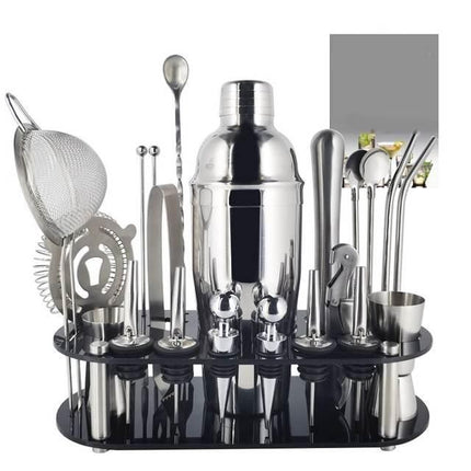 Boston Cocktail Shaker Set: Complete Bartender Tool Kit with Acrylic Stand - Wnkrs