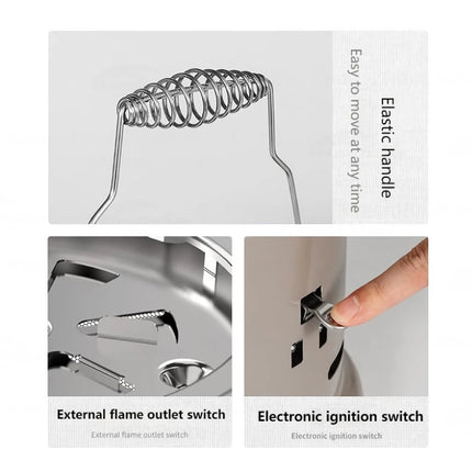 Réchaud à gaz d'extérieur multifonction portable avec fonctions de chauffage et de rôtissage