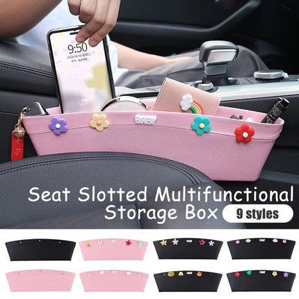 Pink & Black Faux Leather Car Seat Gap Organizer - Wnkrs