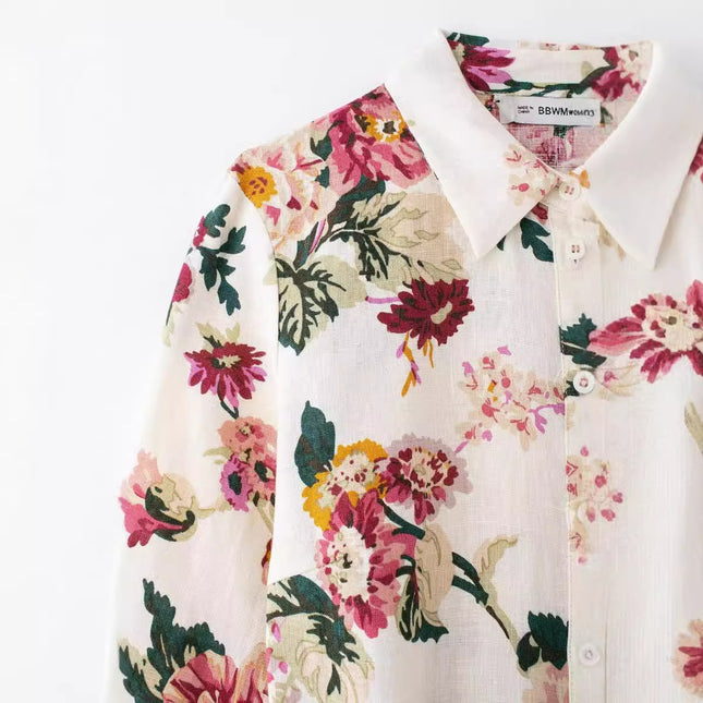 Robe chemise à manches longues tendance pour femme