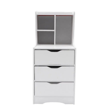 Modern White 3-Drawer Nightstand with Storage Shelves - Wnkrs