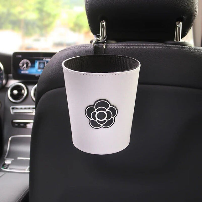 Chic Camellia Car Trash Bin - Compact Garbage Bag for Auto Vent & Headrest - Wnkrs