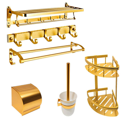 Gold Space Aluminum Bathroom Accessories Set with Towel Bar & Shelf - Wnkrs