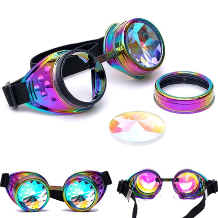 Colorful Kaleidoscope Design Steampunk Sunglasses - Wnkrs