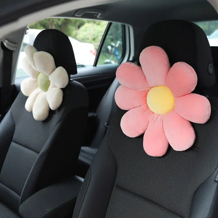 Soft Flower Car Neck & Waist Pillow with Safety Seat Belt Shoulder Pad - Wnkrs