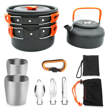 Outdoor Camping Cookware Travel Tableware Cutlery Utensils Hiking Picnic Camping Cookware Set - Wnkrs