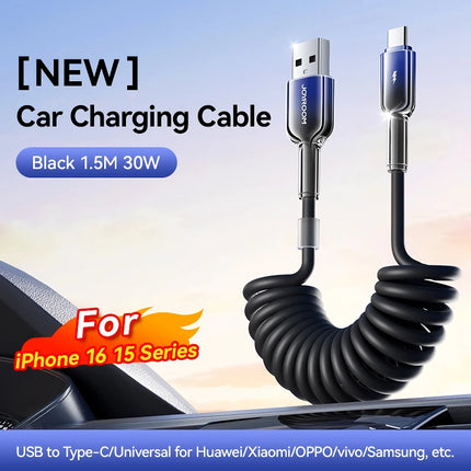 Câble de charge de voiture USB Type C PD à ressort 60 W