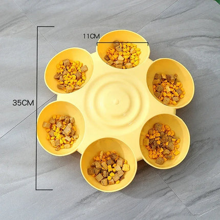 Cuenco y botella de agua para mascotas con forma de flor 6 en 1