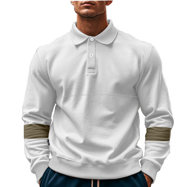 Camisa polo de manga larga con solapa y botones para hombre, estilo casual y deportivo, ideal para otoño y primavera.