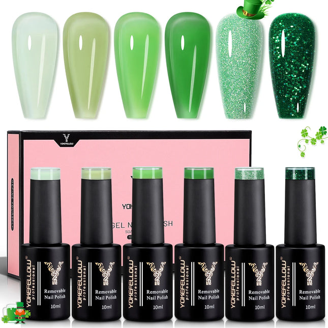 Lot de 6 vernis à ongles vert pastel à l'eucalyptus 10 ml