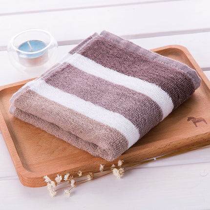 Serviette de bain et de visage luxueuse en coton rayé