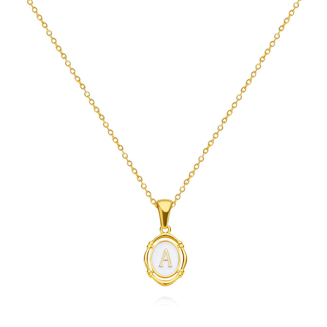 Collar con colgante de letra con goteo de aceite dorado: joyería de moda elegante para mujeres