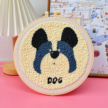 Kit de démarrage de broderie au point de poinçon avec motif de chien