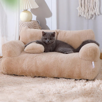 Canapé-lit de luxe pour animaux de compagnie - Lit super doux et chaud pour chats et petits chiens, lavable avec base antidérapante